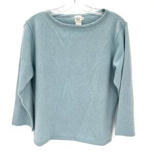 Garnet Hill cashmere pastel blue women’s knit sweater